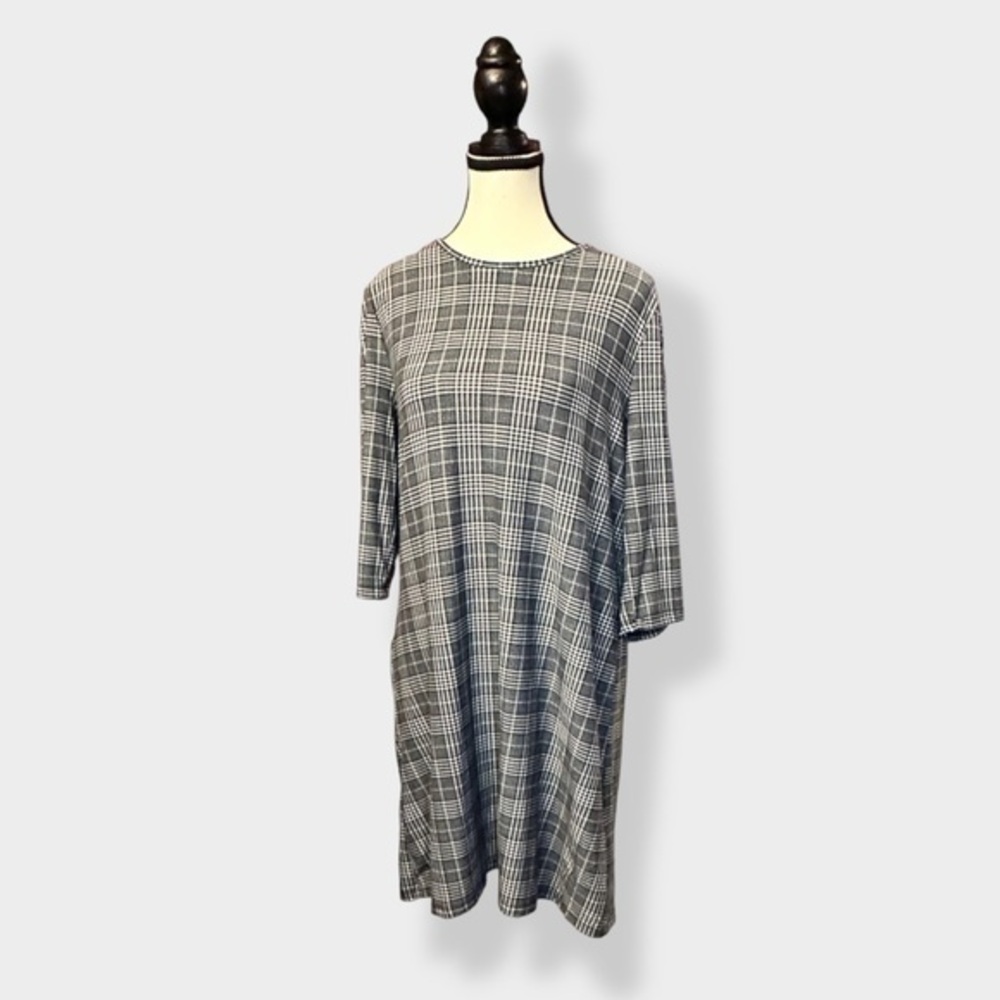 Women’s L Blue White Plaid Corset Back Skater Dress Large